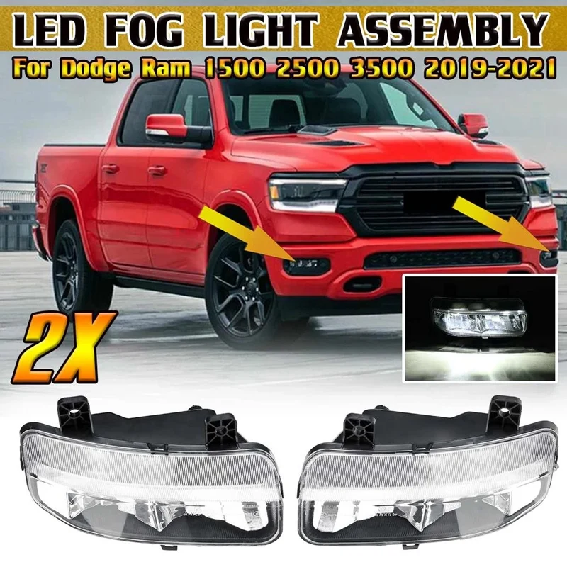 

2Pcs 12V LED Car Fog Lamp Lights for Dodge Ram 1500 2500 3500 DT 2019-2021 Front Bumper Headlights Signal Lamp Assembly