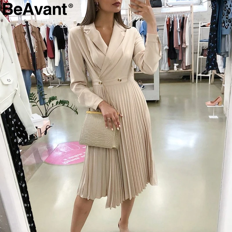 Женское длинное платье с отложным воротником BeAvant элегантное однотонное