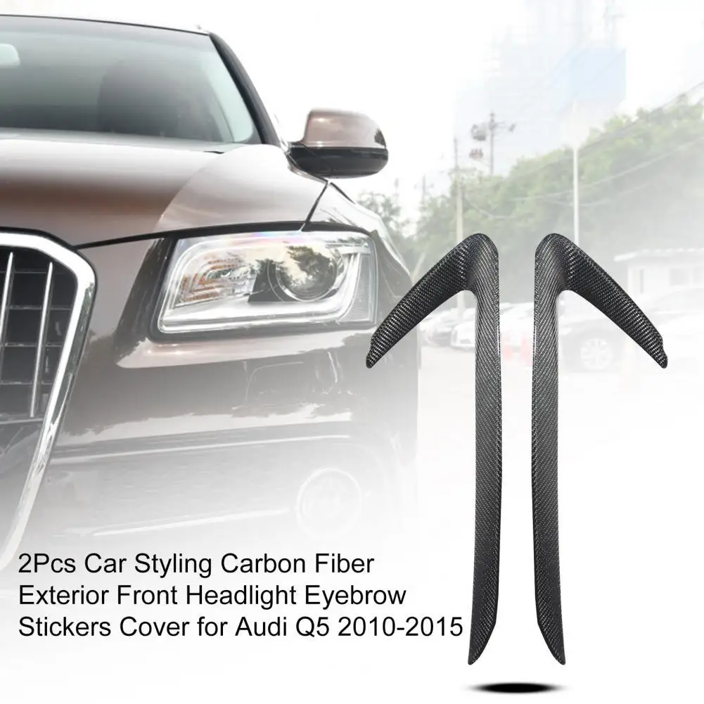 

45% Hot Sales!!! 2Pcs Car Styling Carbon Fiber Exterior Front Headlight Eyebrow Stickers Cover for Audi Q5 2010-2015