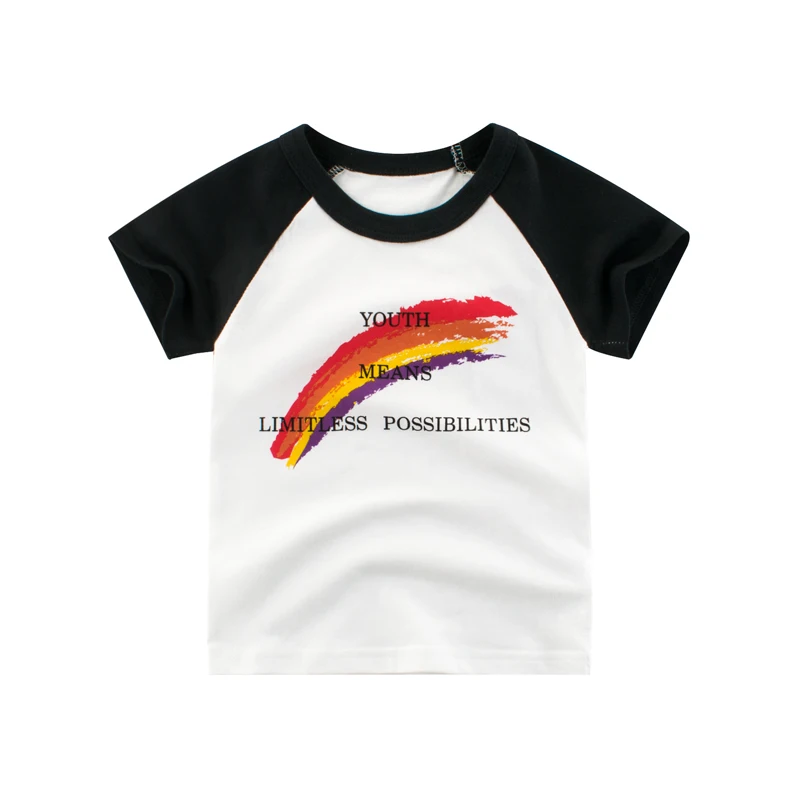 

7Plus1 2020 black white girl T shirts cotton soft short sleeve boy summer Tee