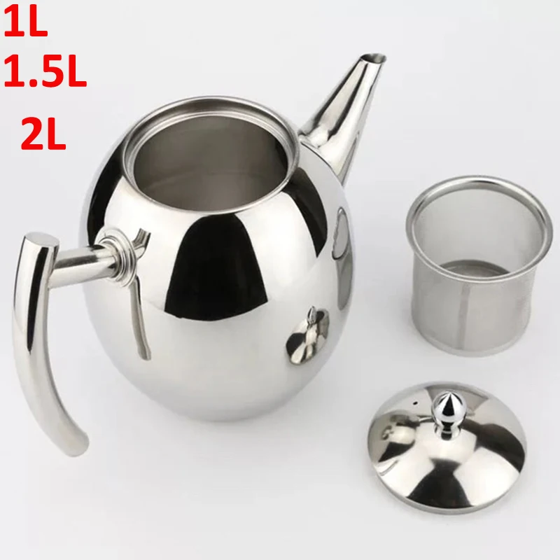1L/1.5L/2L чайник термостойкий из нержавеющей стали с фильтром большой емкости