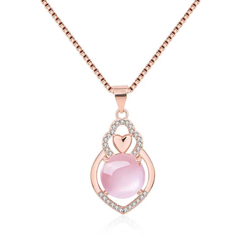 

Natural Pink Jade Heart Pendant Necklace 925 Silver Fashion Jewelry Chalcedony Amulet Gifts for Women