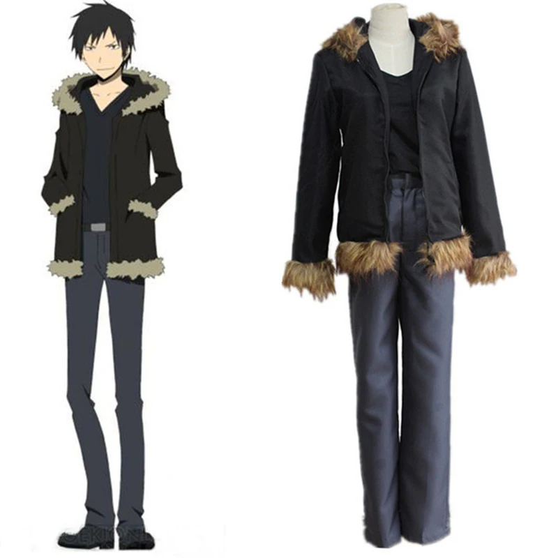 DRRR Cosplay Costume 2020 New Adult Black Coat Durarara Izaya Orihara Jacket Sweatshirts Top T-shirt and pants Unisex Men Women