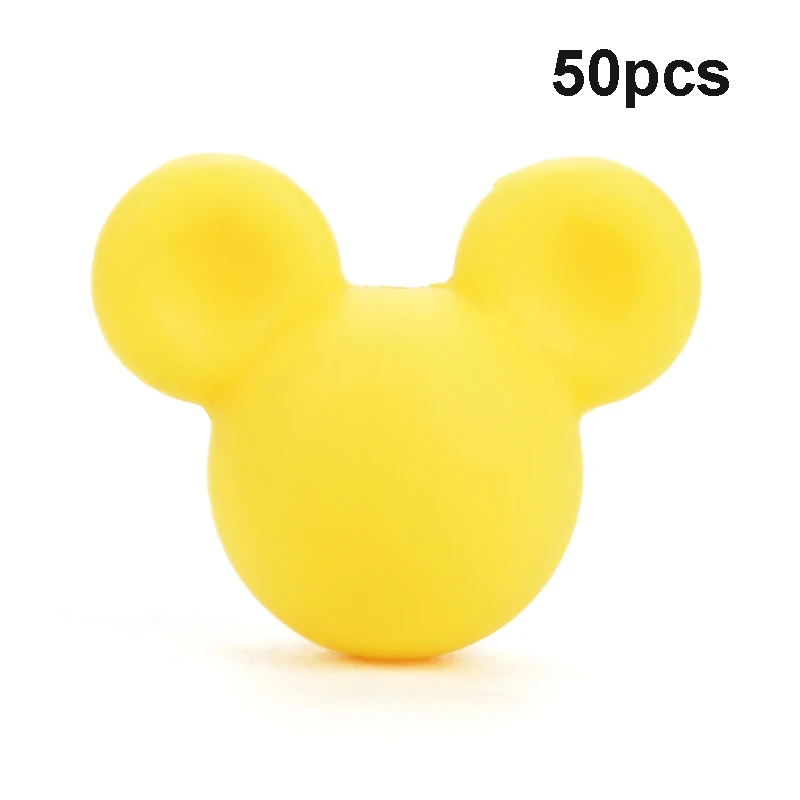 Yellow LOFCA 50 шт силиконовые бусины для прорезывания зубов Микки детские бусины для прорезывания зубов силиконовые бусины пищевого качества BPA бесплатно DIY Изготовление ожерелий с подвесками - Цвет: Yellow