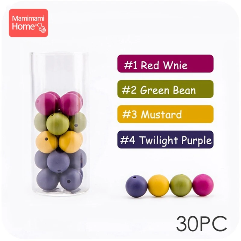 New Color Mamihome 30 шт., силиконовые бусины, детский Прорезыватель для зубов, сделай сам, ожерелье для кормления, держатель на цепочке для соски, пищевой силикон, детские товары - Цвет: New Color