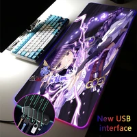 Baal Shogun Multi-interface Large RGB Genshin Impact Gaming Mouse Pad Typec Interface Docking Mousepads USB HUB Gamer Desk Mat