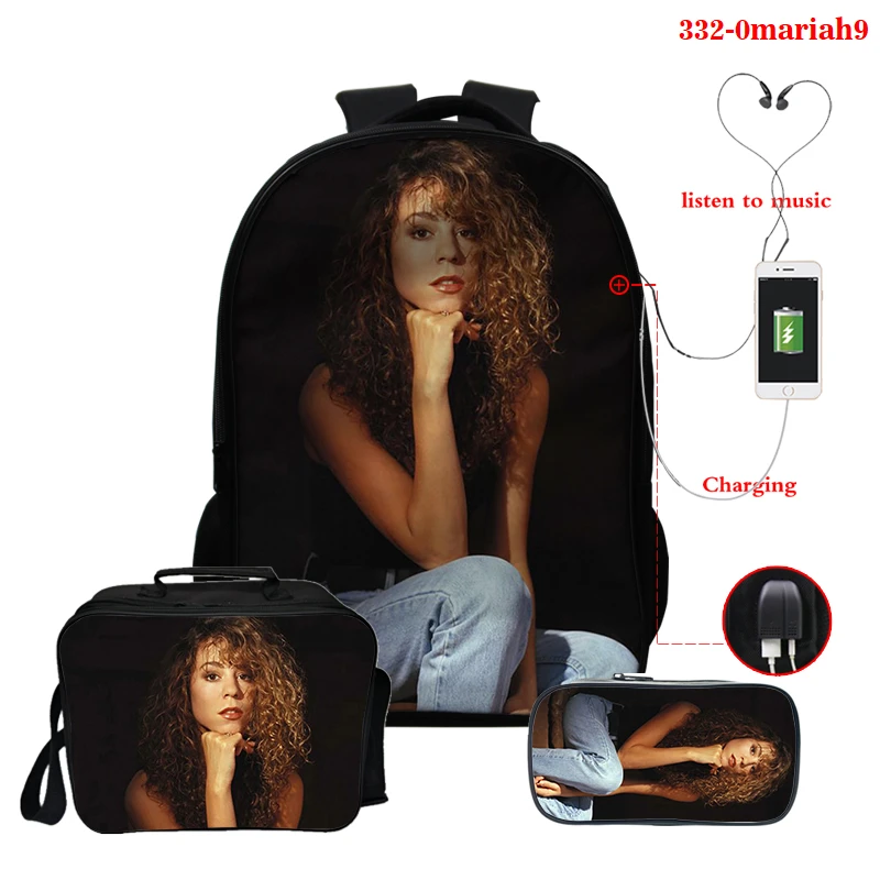 

mariah carey Backpack Purse for Women Laptop Backpack 3d pencil case Kawaii Backpacks College Student Bookbag harajuku lunchbag