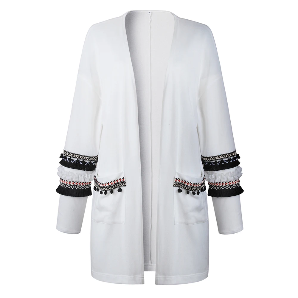 Style 3 White Осенний женский длинный кардиган, Однотонный свитер с капюшоном, длинное пальто, зимнее женское вязаное пальто размера плюс 5XL, повседневная трикотажная одежда - Цвет: Style 3 White