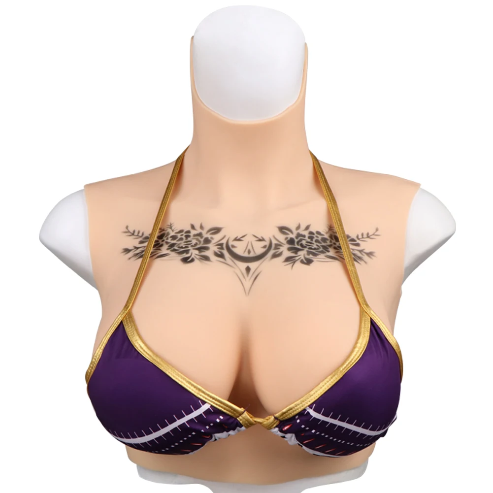 

U-Charmmore Silica Gel Breast Forms Silicone Breastplate With Tattoo For Crossdresser Fake Boobs Men's Boys Cosplay Shemale