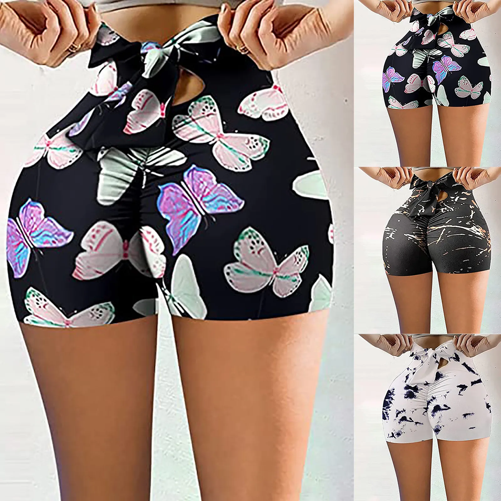 

Bow Tie Yoga Shorts Women Basic Slip Bike Shorts Compression Workout Leggings Yoga Shorts Pants Pantalon Corto Mujer Verano