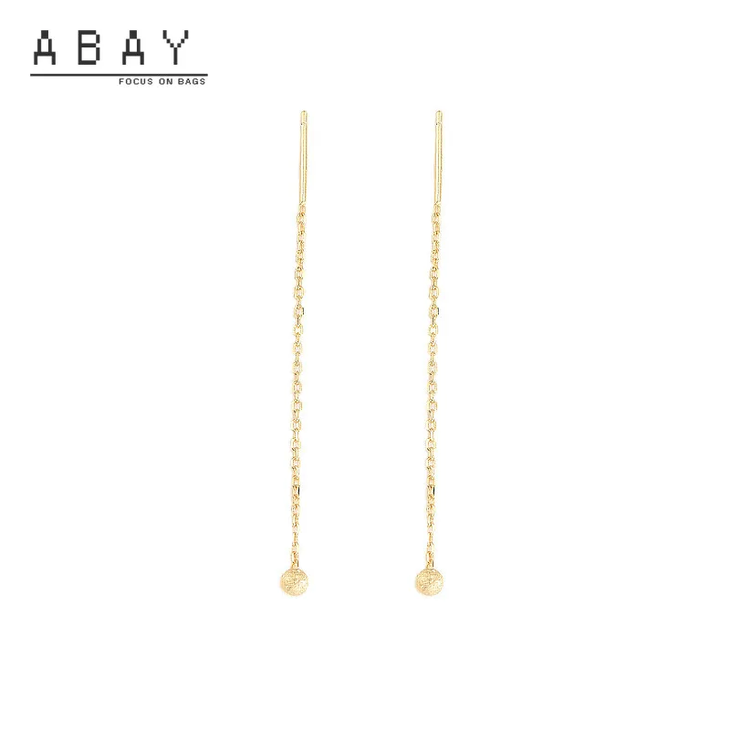 

S925 Sterling Silver Small Round Bead Ear Line Women New Style Temperament Cool Wind Frosting Sense Tassel Earrings Fashion