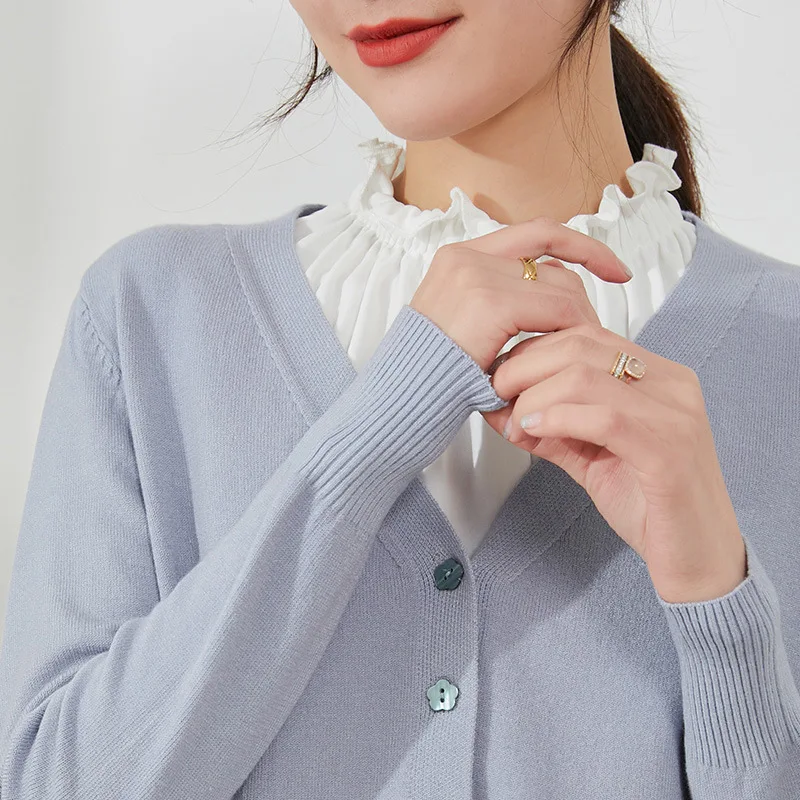 

2021 Spring and Autumn New Wool Knit Sweater Women's Cardigan Long-sleeved Short Loose Loose Sweater Small Jacket Thin Section