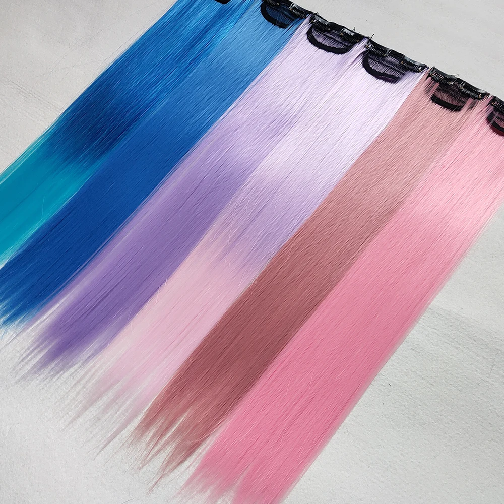 Synthetic Colored Hairpieces Clip in Hair Extension One Piece 22