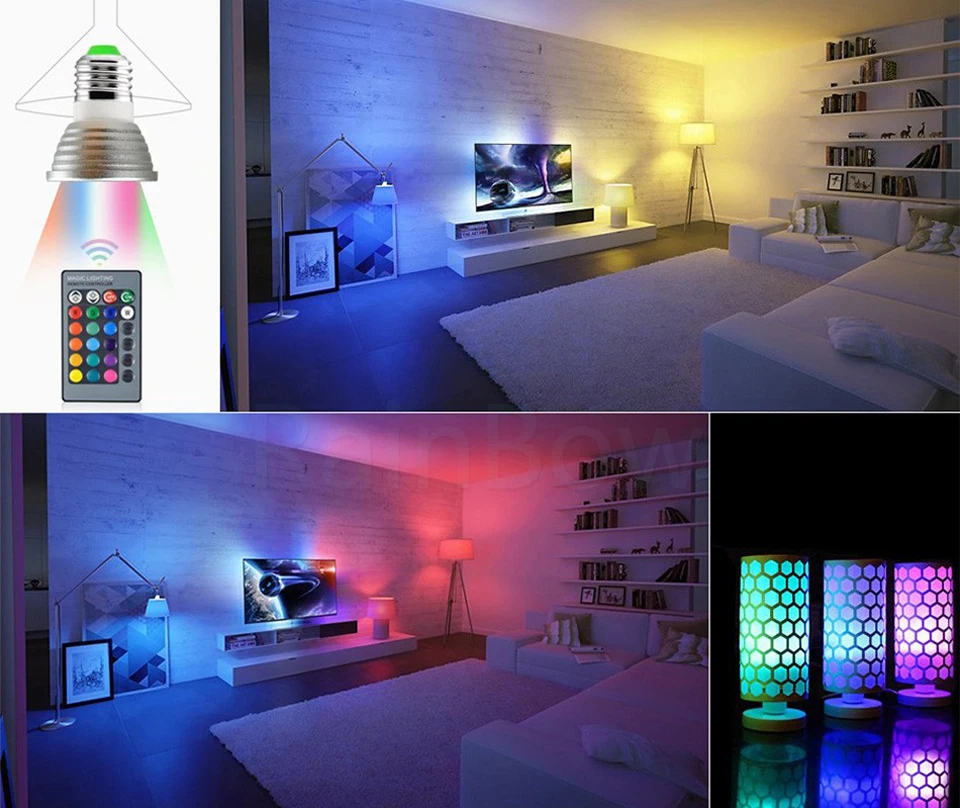E27 E14 110V 220V GU10 RGB светодиодный светильник 5W rgb-светильник сменный красочный красный-зеленый-синий светодиод лампа с ИК-пультом дистанционного управления+ режим памяти