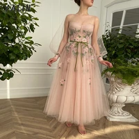 yalin tulle a line prom dresses see thru long sleeve vestidos de fiesta ankle length applique women wedding party night gowns
