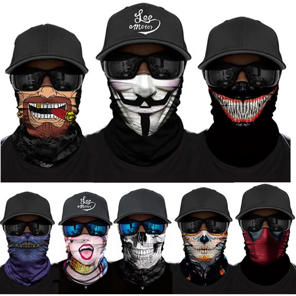 

3D Punisher Mask Men Bandana Venom Neck Gaiter Cyclist Face Hiking Masks Bandanas Headband Ski Balaclava Scarf