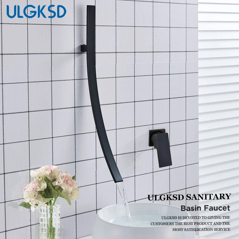 Современный настенный смеситель для раковины ULGKSD с носиком водопада 27 5 дюйма