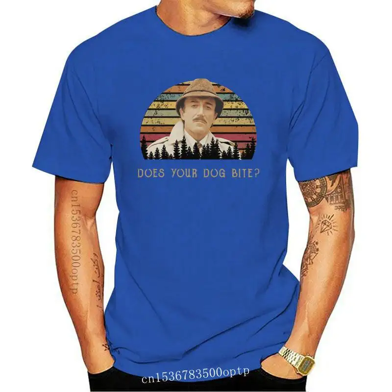 

New Does Your Dog Bite T-shirt Comedy Film Series Inspector-Clouseau Vintage Funny EU Size Casual T Shirt