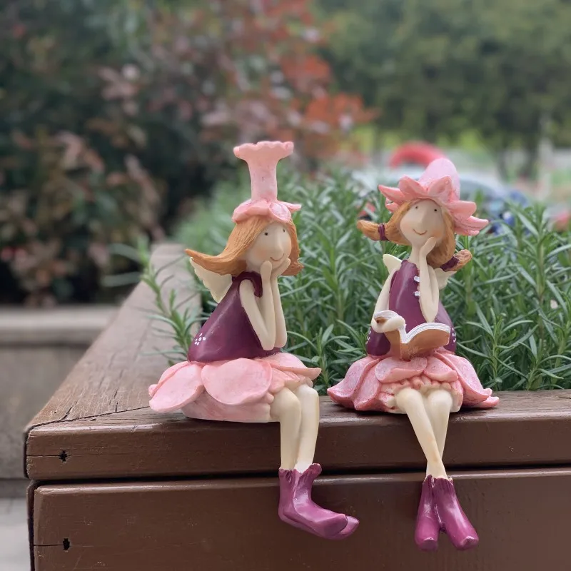 

Креативные резиновые Цветочные феи скульптура девушки, уличные украшения для двора микро пейзажная миниатюра, аксессуары для украшения сада
