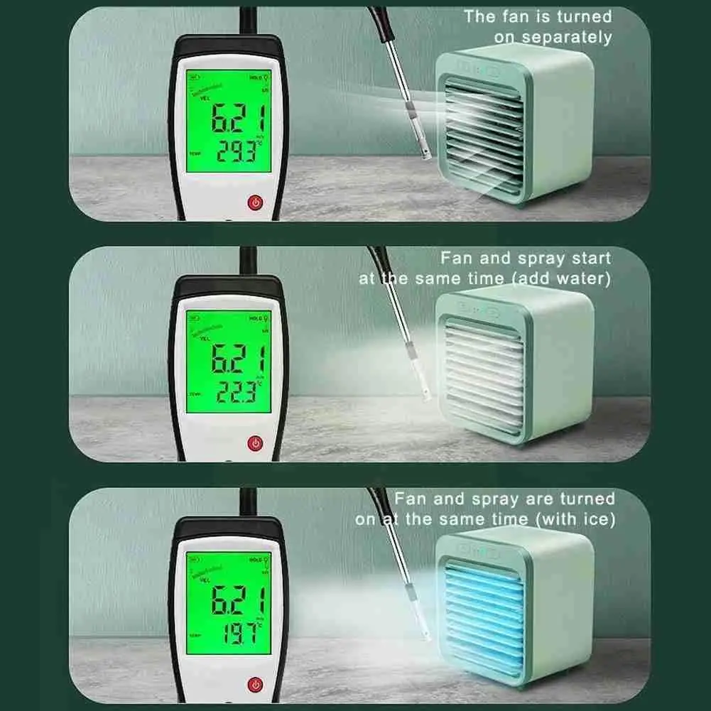 

USB Desk Mini Fan Portable Air Cooler Fan Air Conditioner Light Air For Office Fan Purifier Humidifier Bedroom Desktop Cool J8N3