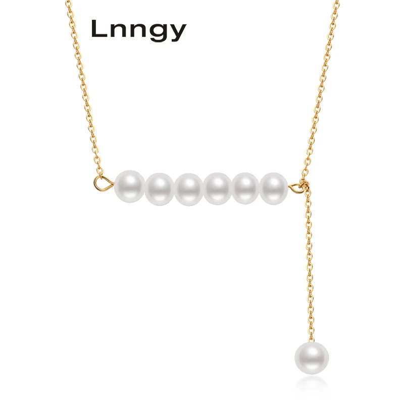 

Lnngy 14K Gold Filled Necklaces 5.5-6.5mm Natural Freshwater Pearl Pendants Necklace Women Anniversary Engagement Jewelry Gifts