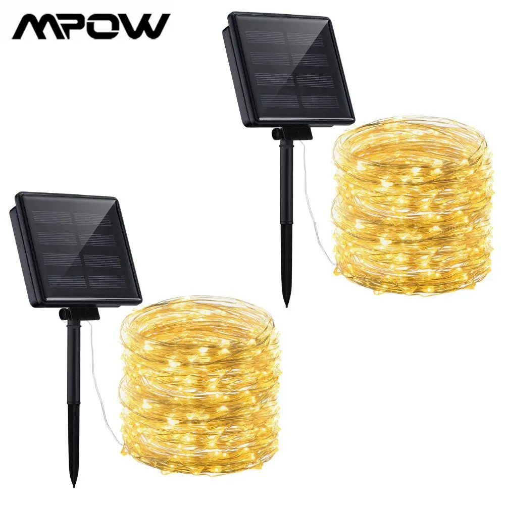 2 шт. 200 светодиодов Солнечная гирлянда медная проволока звездная звезда IP65