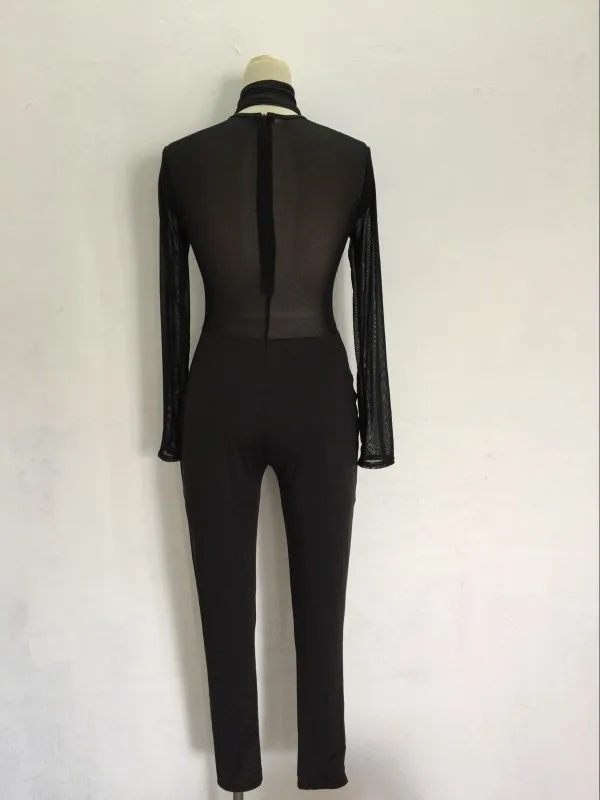 

New Women Sexy Rompers Long Sleeve Round Neck Mesh Clubwear Party Jumpsuits