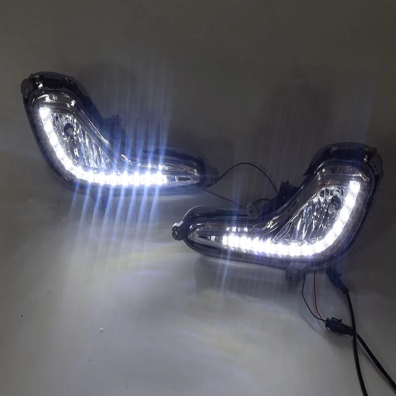 Светодиодный дневные ходовые огни дневного света Противотуманные лампы 12V Автомобильные противотуманные фары для hyundai акцент Solaris Verna 2010-2013