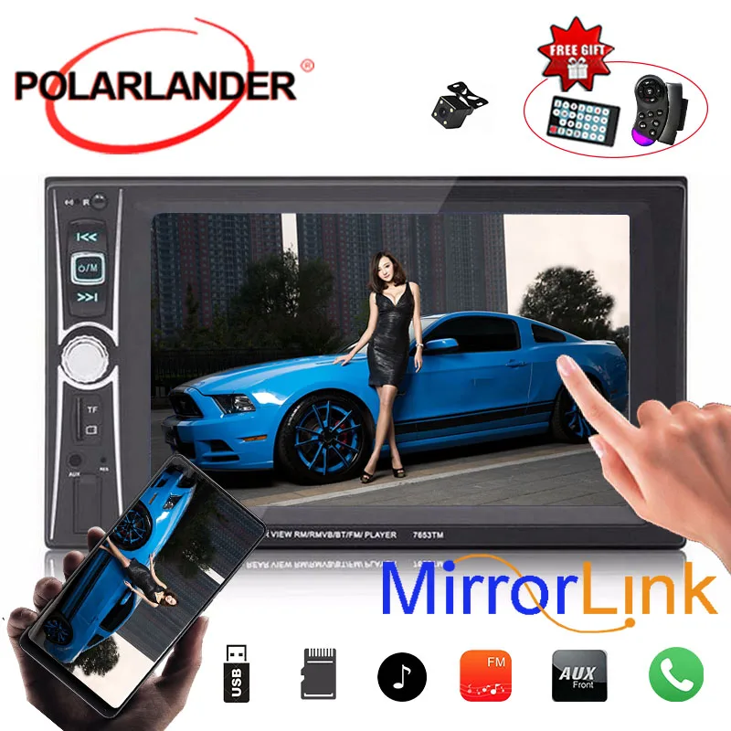 Bluetooth 5 языков 2 Din 6 дюймов сенсорный экран зеркало ссылка Автомобильный Радио DVR MP5