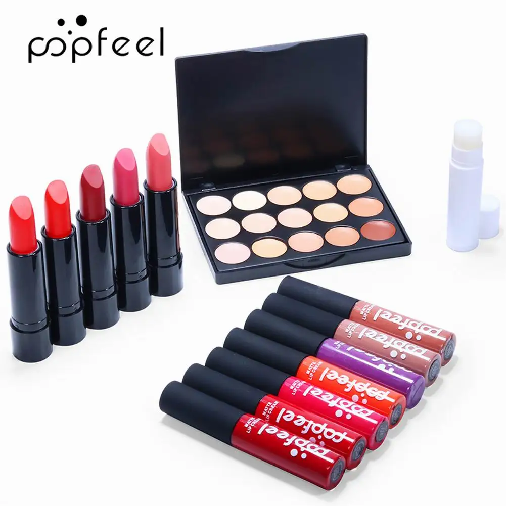 

14PCS Full Makeup Set Everything In A Make-up Kit (shade, Shine, Lipstick, Brushes, Eyebrows, Corrective) Cosmetic Beauty Sack
