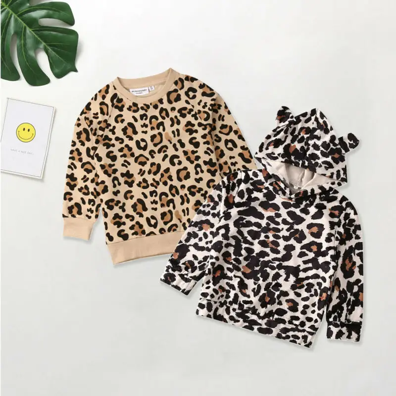 Детский свитер детская одежда для мальчиков и девочек с леопардовым принтом