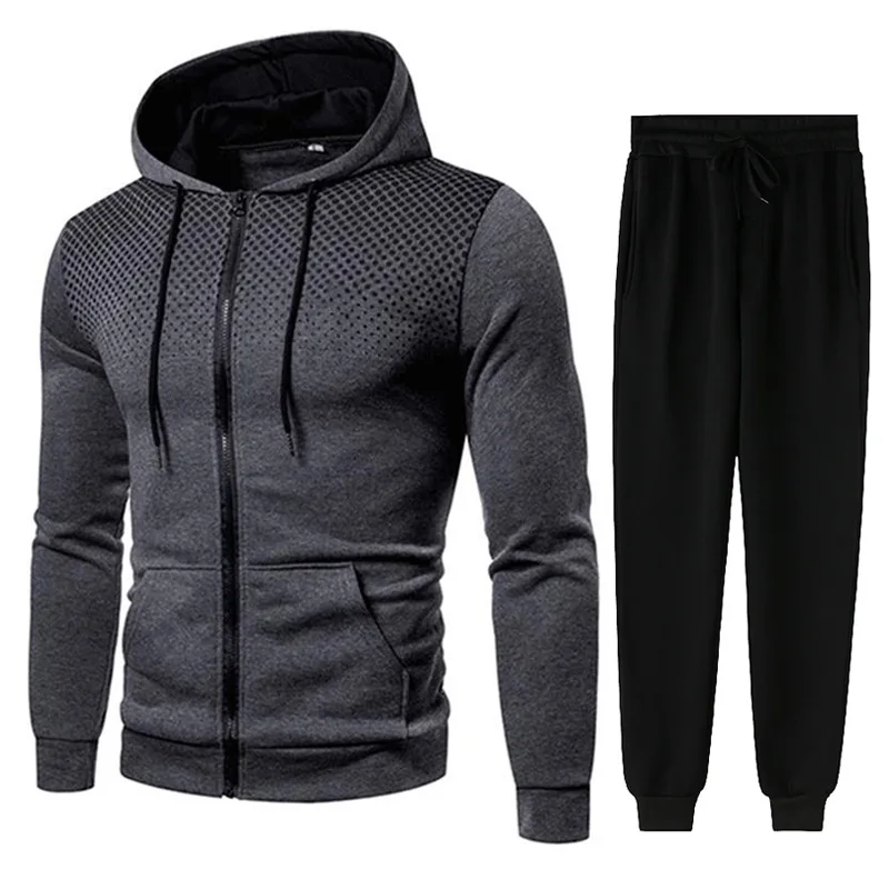 

2021 Sportswear Male Suit Spring Autumn New Men's Solid Color Sportswear Suit Cotton Hoodie Trousers Comfortable Breathable Set
