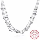 Женские многослойные ожерелья Lekani, изящные многослойные ожерелья из серебра и змеиной цепочки, 18 дюймов, с шариками