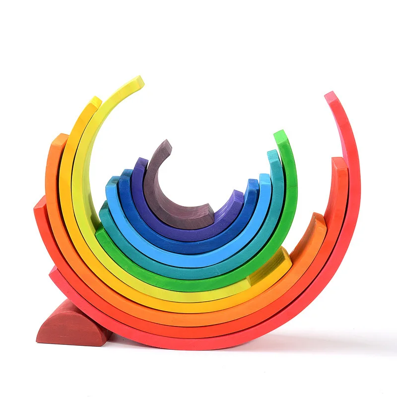 

Baby Toys 12Pcs Rainbow Blocks Kids Large Creative Rainbow Building Blocks Wooden Toys for kids Montessori Educational Toy