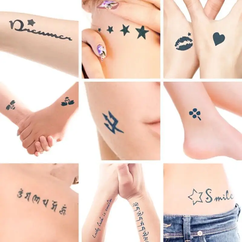 

Tattoo Set ,Temporary Tattoo Set ,1 Bottle of Semi-Permanent Tatoo Ink / Gel, Adhesive Template with Cute Design 6Pcs