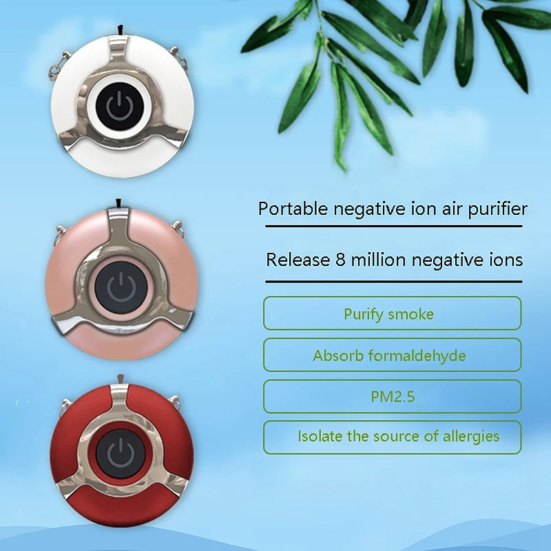 

2 Pcs Hanging Neck Purifier, Stylish Personal Wearable Necklace Portable Negative Ion Air Purifier