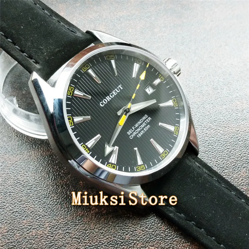 Мужские лучшие брендовые Corgeut 41 мм сапфировые механические часы со стразами
