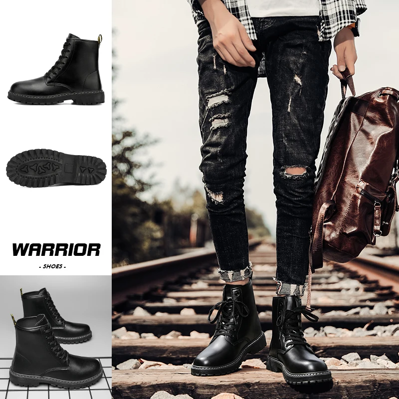 

High Quality Martin Split Leather Men Boots Brand Men Snow Boots Winter Walking Boot Outdoor Combat Sports Comfortable Boots Dr