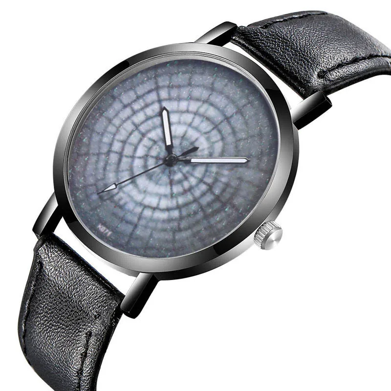 Часы наручные мужские с кожаным ремешком классические уникальные кварцевые