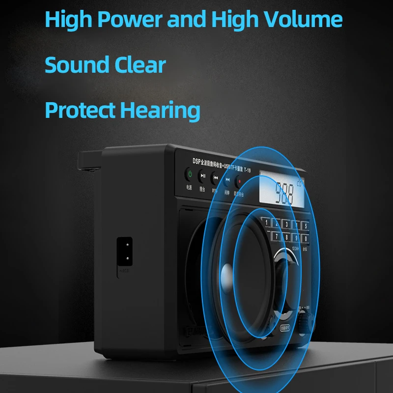 Портативный ретро-радиоприемник AM FM SW DSP с часами ЖК-термометром USB флеш-карта TF