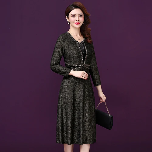 2021 Autumn Winter New Fashion Wind Big Code Xxxxxl Designs Female Dress Simple Elegant Temperament Slim Casual Woman Dresses | Женская