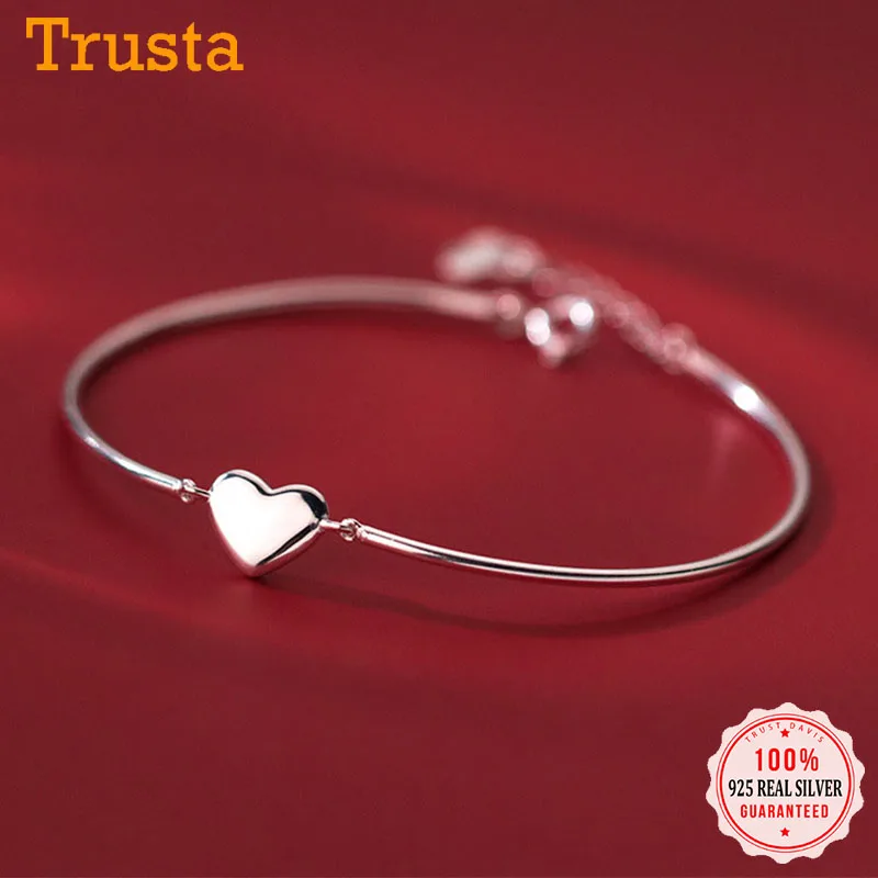 

TrustDavis подлинный минималистичный Стерлинговое Серебро 925 пробы Модный Романтический браслет с сердцем для женщин Свадебные ювелирные издел...