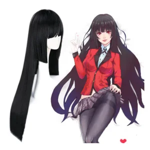 Парики для косплея Kakegurui Yumeko Jabami, черные прямые термостойкие синтетические волосы, перуки, японский аниме, парик для косплея 100 см