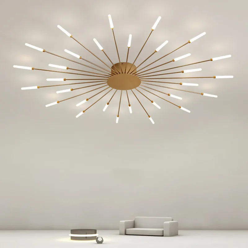 Home 6 Lâmpada do Teto Sala de Jantar Nordic Moderno Brilho Interior Preto Ouro Quarto Estudo Ramo Acrílico Led