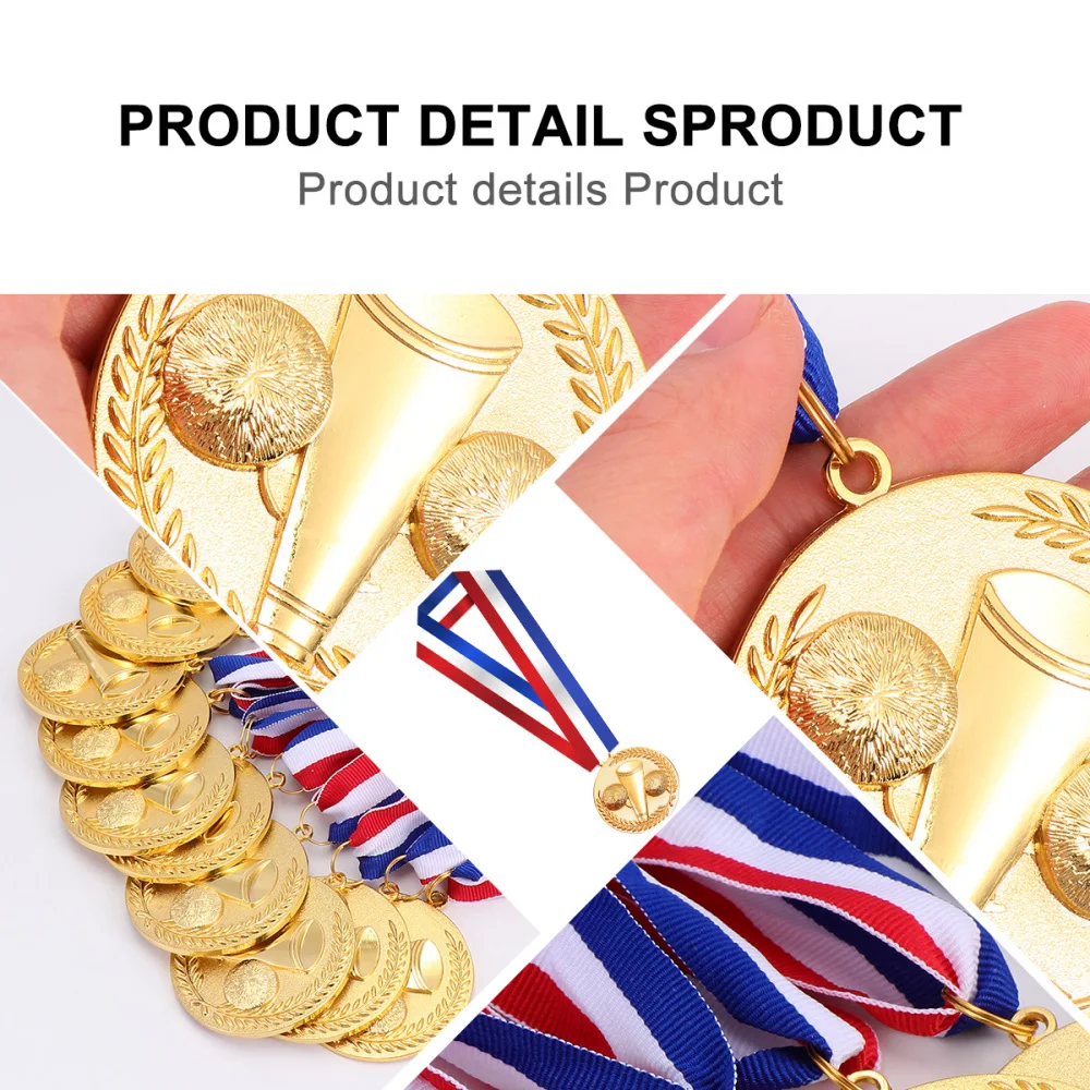

10PCS Creative Award Medals Universal Metal Medals with Lanyard for Sports Academics Competition Cheerleading (Gold Medal)