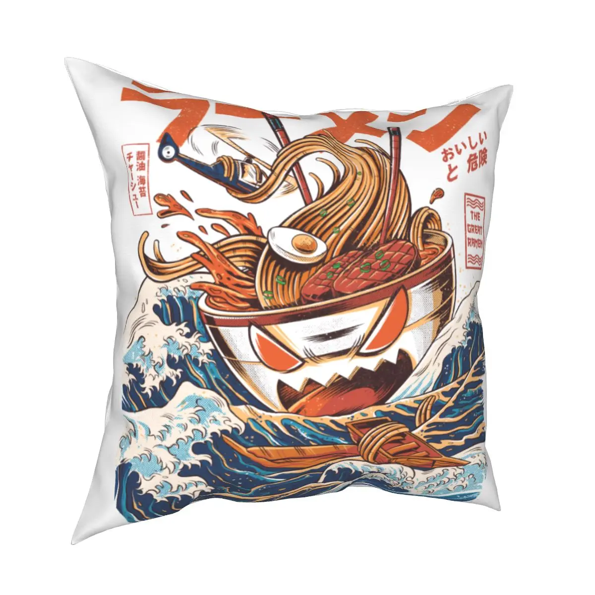 

The Great Ramen Way From Kanagawa Pillow Cover Print Fabric Pillows Coverage Decoration Retro Pillows Case Coverage House zipper