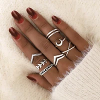 7pcsset star leaf joint female ring for women vintage 2021 fashion punk hip pop jewelry am3292
