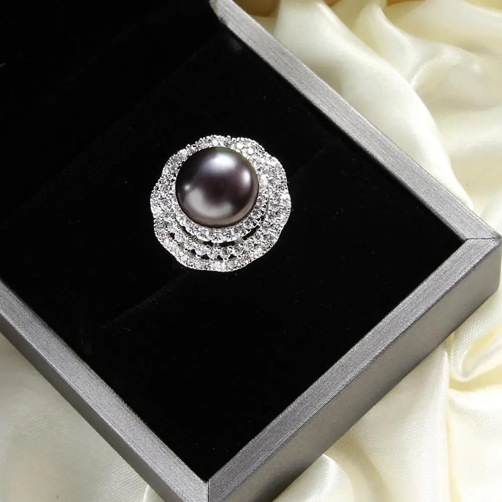 

Pearl Ring Natural Fresh Water Pearl Ring For women Wedding Party High Quality Zircon Luxury Fine Jewelry Pearl Rings
