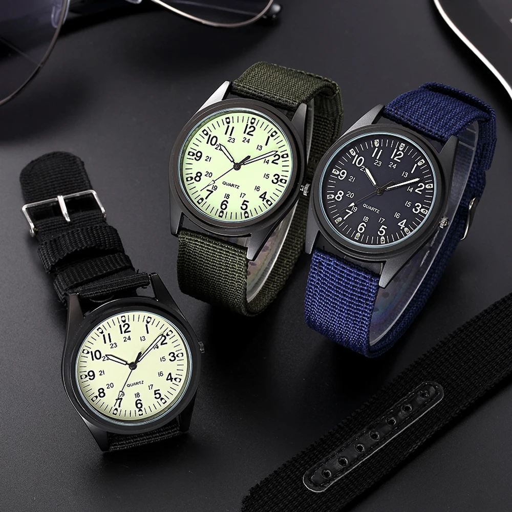 Часы наручные мужские с нейлоновым ремешком уникальные особые 22 мм спортивные в