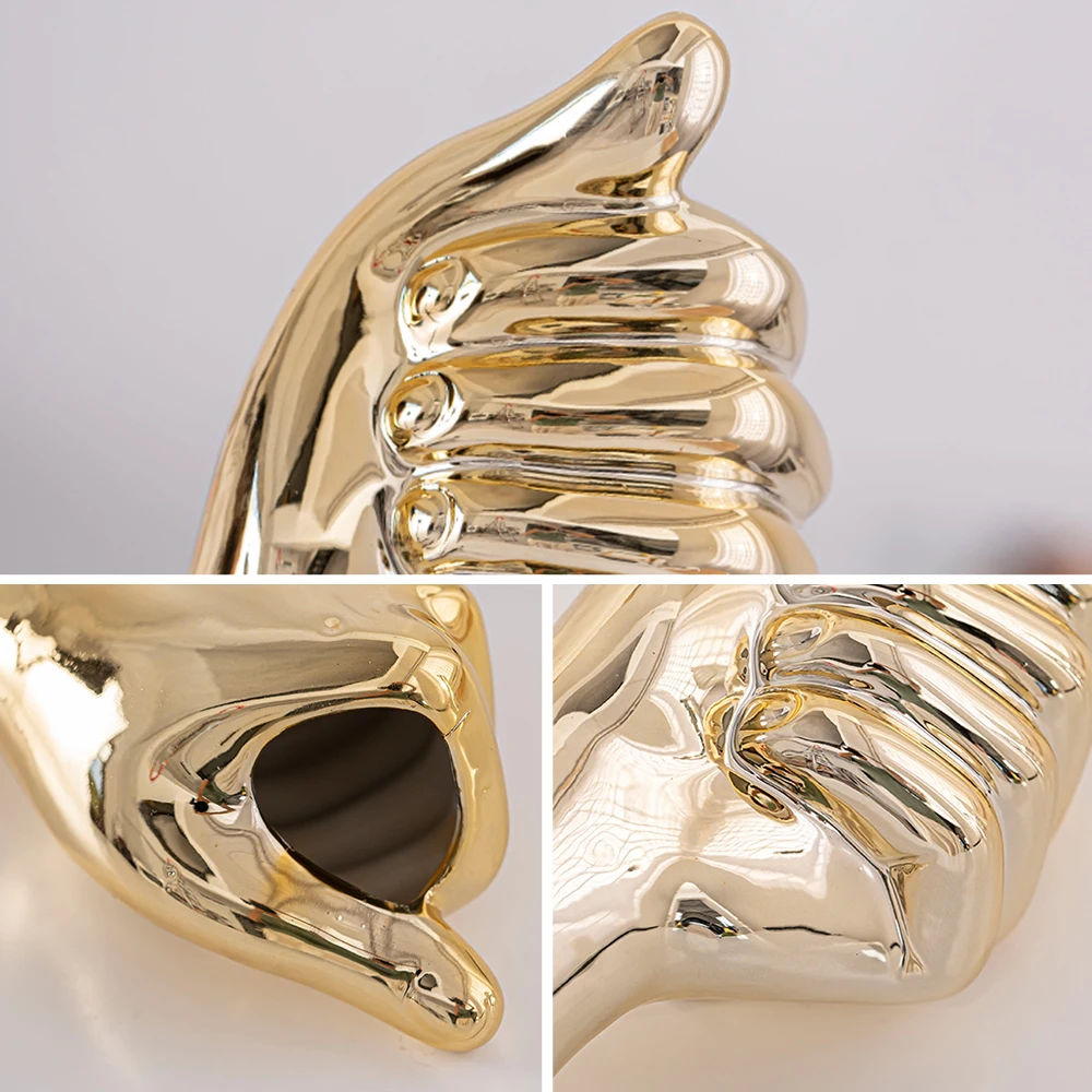 Скандинавская Золотая керамическая ваза ручная статуя для цветов украшение дома